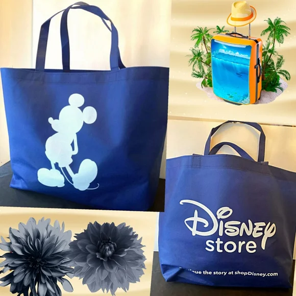 Disney Store Reusable Shopping Bag Purse Beach Tote Mickey Mouse Silhouette